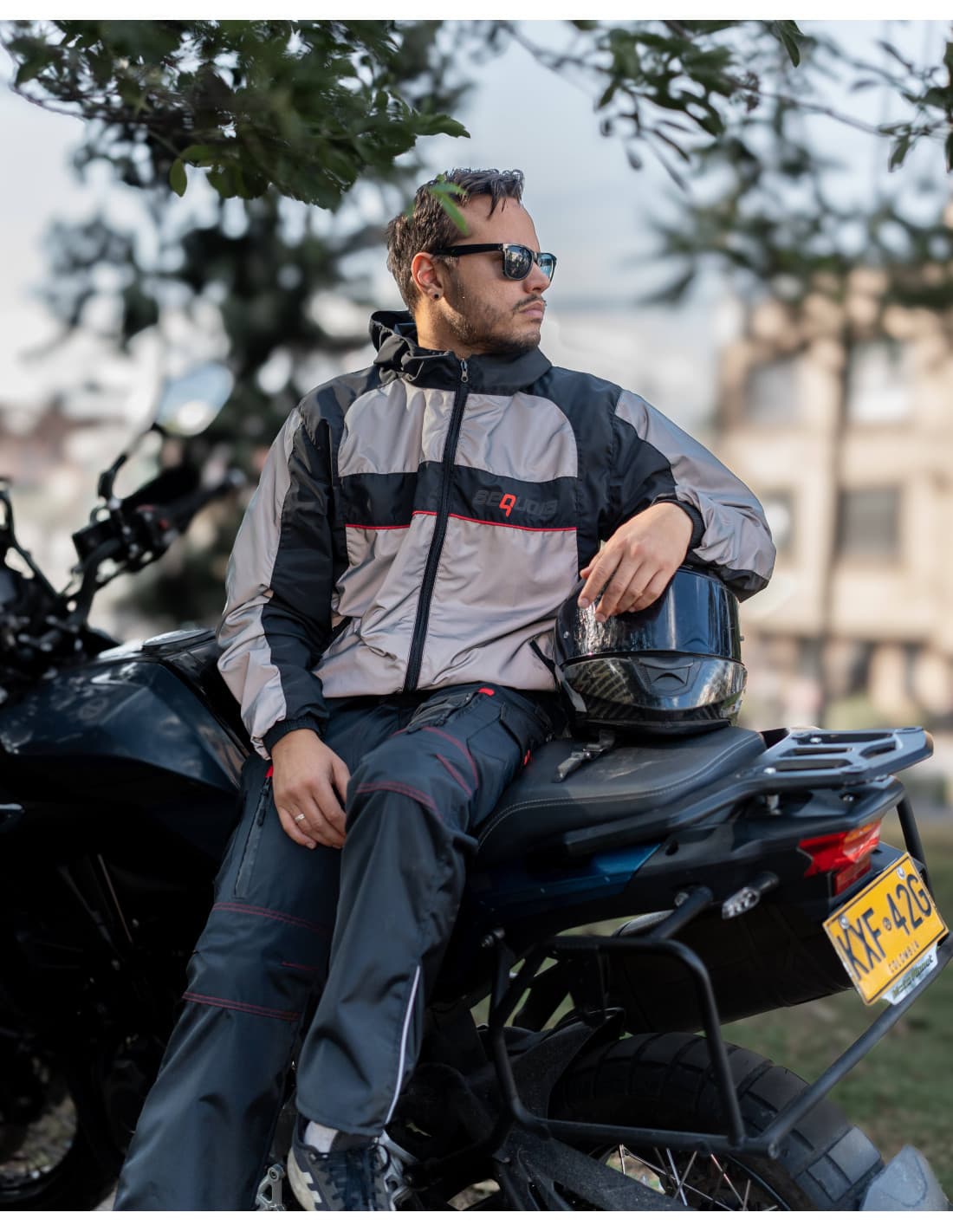 Chaqueta Reflectiva Doble Faz impermeable de Moto para Damas y Caballeros kit protecciones removibles CE