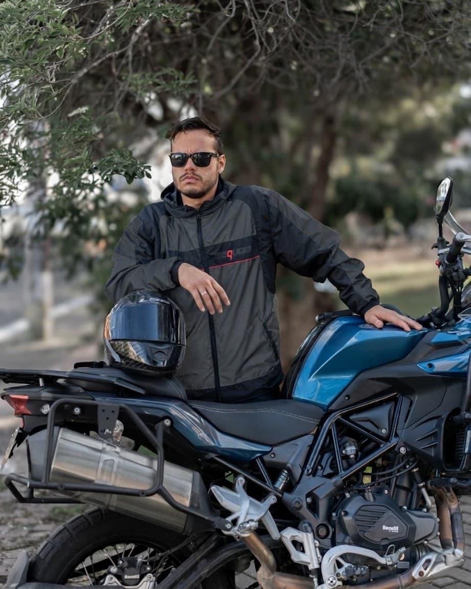 Chaqueta Reflectiva Doble Faz Negra impermeable de Moto para Mujer y Caballeros