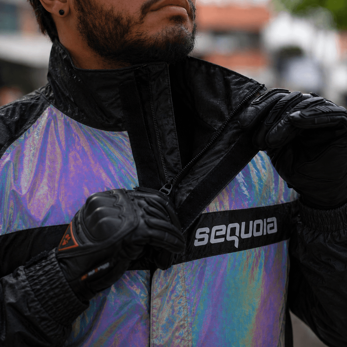 Chaqueta Reflectiva Tornasol de Moto tipo Cortaviento con Protecciones Motociclista para Mujer y Caballeros