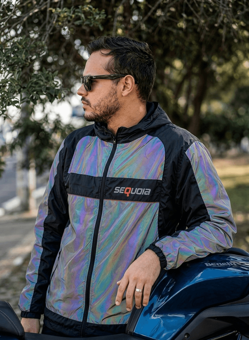 Chaqueta Reflectiva Doble Faz Tornasol impermeable de Moto para Mujer y Caballeros
