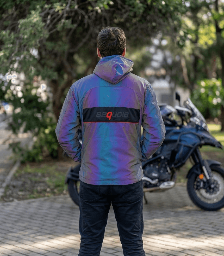 Chaqueta Reflectiva Doble Faz Tornasol impermeable de Moto para Mujer y Caballeros