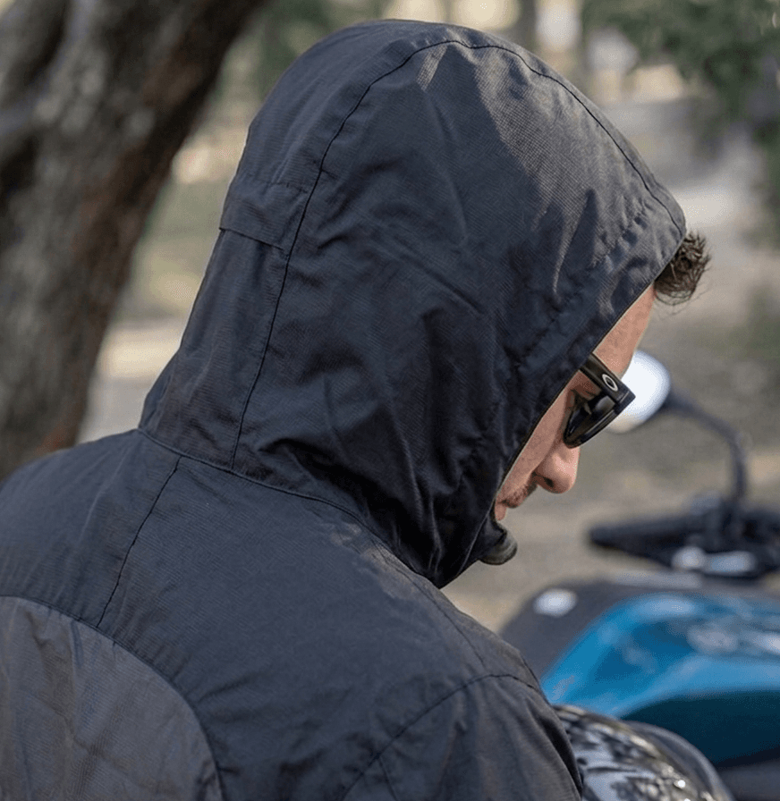 Chaqueta Reflectiva Doble Faz Negra impermeable de Moto para Mujer y Caballeros