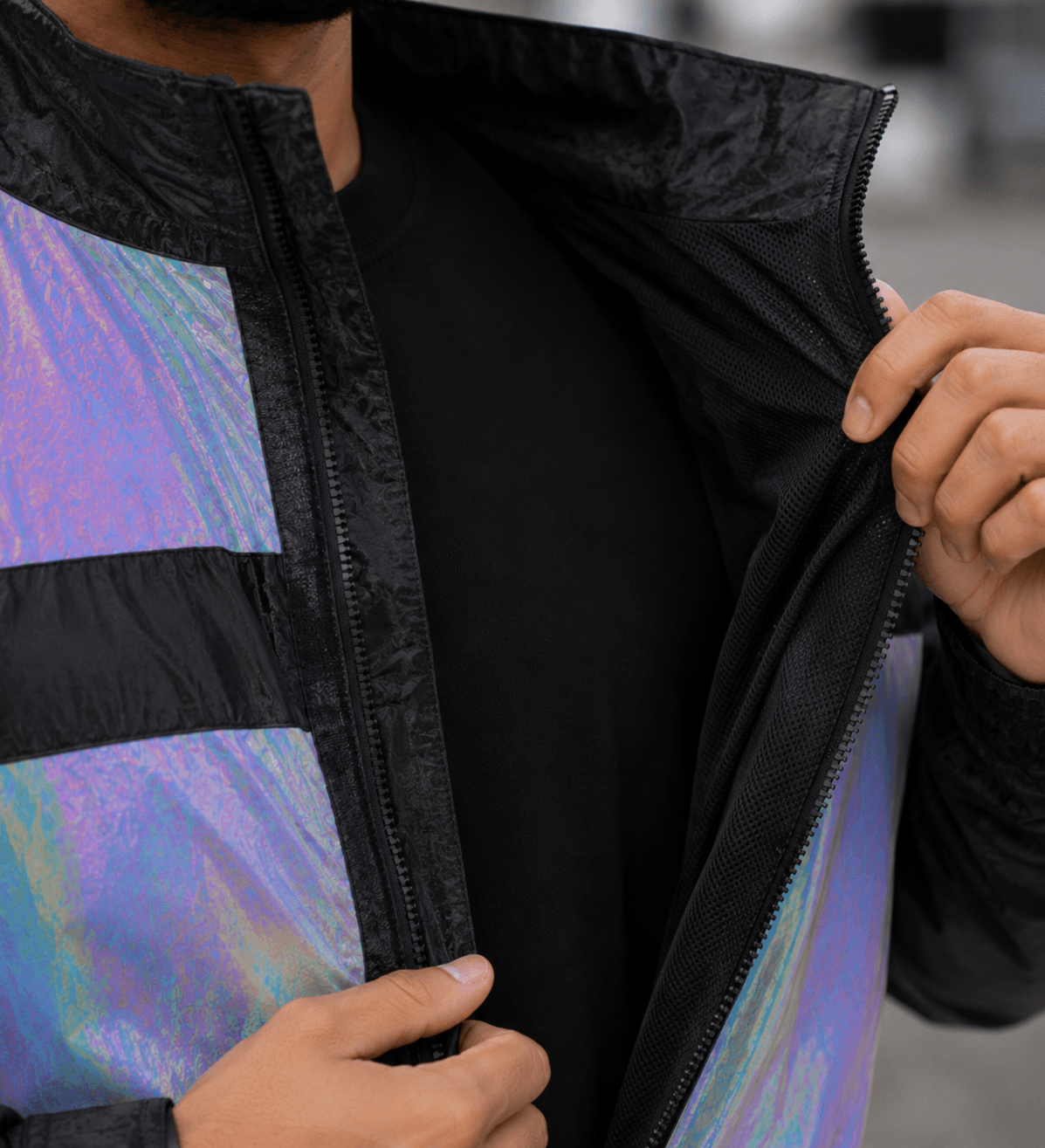 Chaqueta Reflectiva Tornasol de Moto tipo Cortaviento con Protecciones Motociclista para Mujer y Caballeros