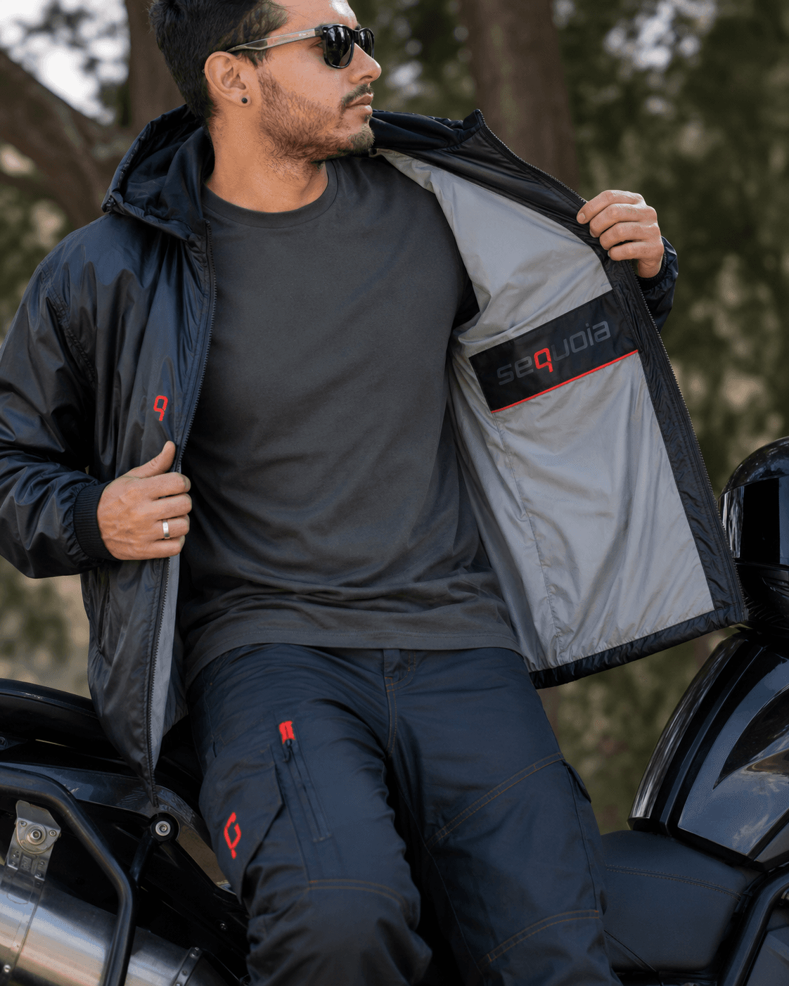 Chaqueta Reflectiva Doble Faz Gris Plata impermeable de Moto para Mujer y Caballeros