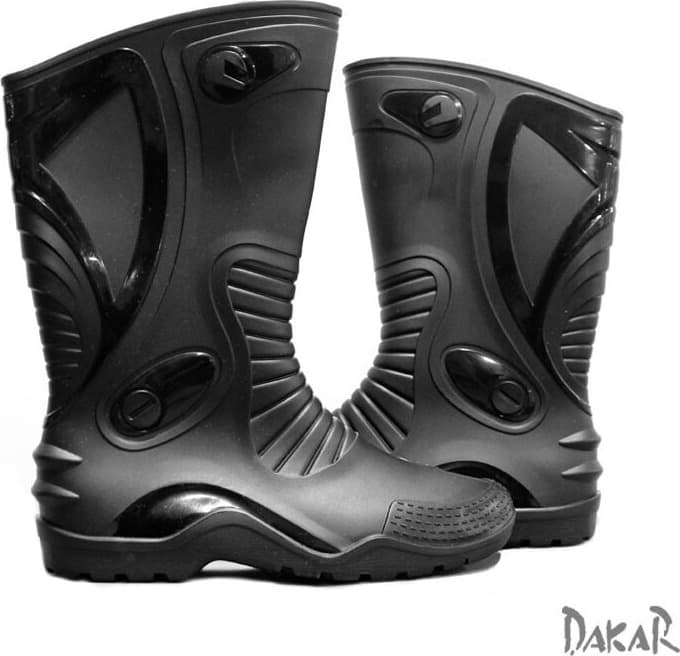 Botas de Caucho Impermeables Dakar Negra Moto, Motociclismo